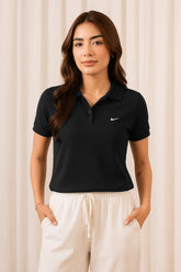 Nikee Women's Black Cotton Polo Shirt
