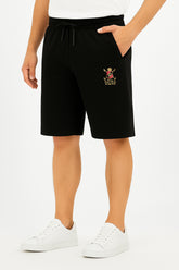 Poloo Embroidered Logo Black Cotton Jersey Short