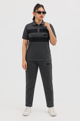 GAP-Women Cotton PQ Embroidered Logo Charcoal Grey-Black Tracksuit
