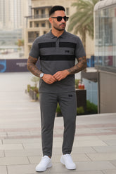 GAP Cotton PQ Embroidered Logo Charcoal Grey-Black Tracksuit