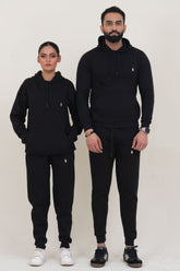 Poolo-Hoodie Warm-UP Black Unisex Tracksuit
