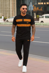 GAP Cotton PQ Embroidered Logo Black-Mustard Tracksuit