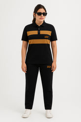 GAP-Women Cotton PQ Embroidered Logo Black-Mustard Tracksuit
