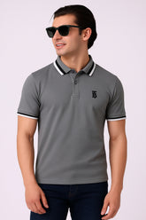 Burbarry Men’s Light Grey Cotton Polo Shirt
