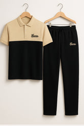 GUCCII Cotton PQ Embroidered Logo Black-Cream Tracksuit