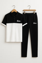 GUCCII Cotton PQ Embroidered Logo Black-White Tracksuit