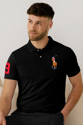 Branded Black Polo T-Shirt Pique Fabric