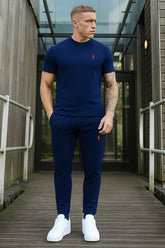 Summer-Ready Style: Breathable Polo Tracksuit in Navy Blue