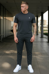 Summer-Ready Style: Breathable Polo Tracksuit in Charcoal Grey