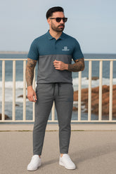 Givenchy-Branded Cotton PQ Embroidered Logo Sea Blue-Charcoal Grey Tracksuit