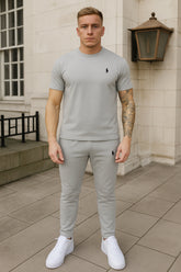 Summer-Ready Style: Breathable Polo Tracksuit in Light Grey