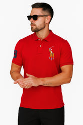 Branded Red Polo T-Shirt Pique Fabric