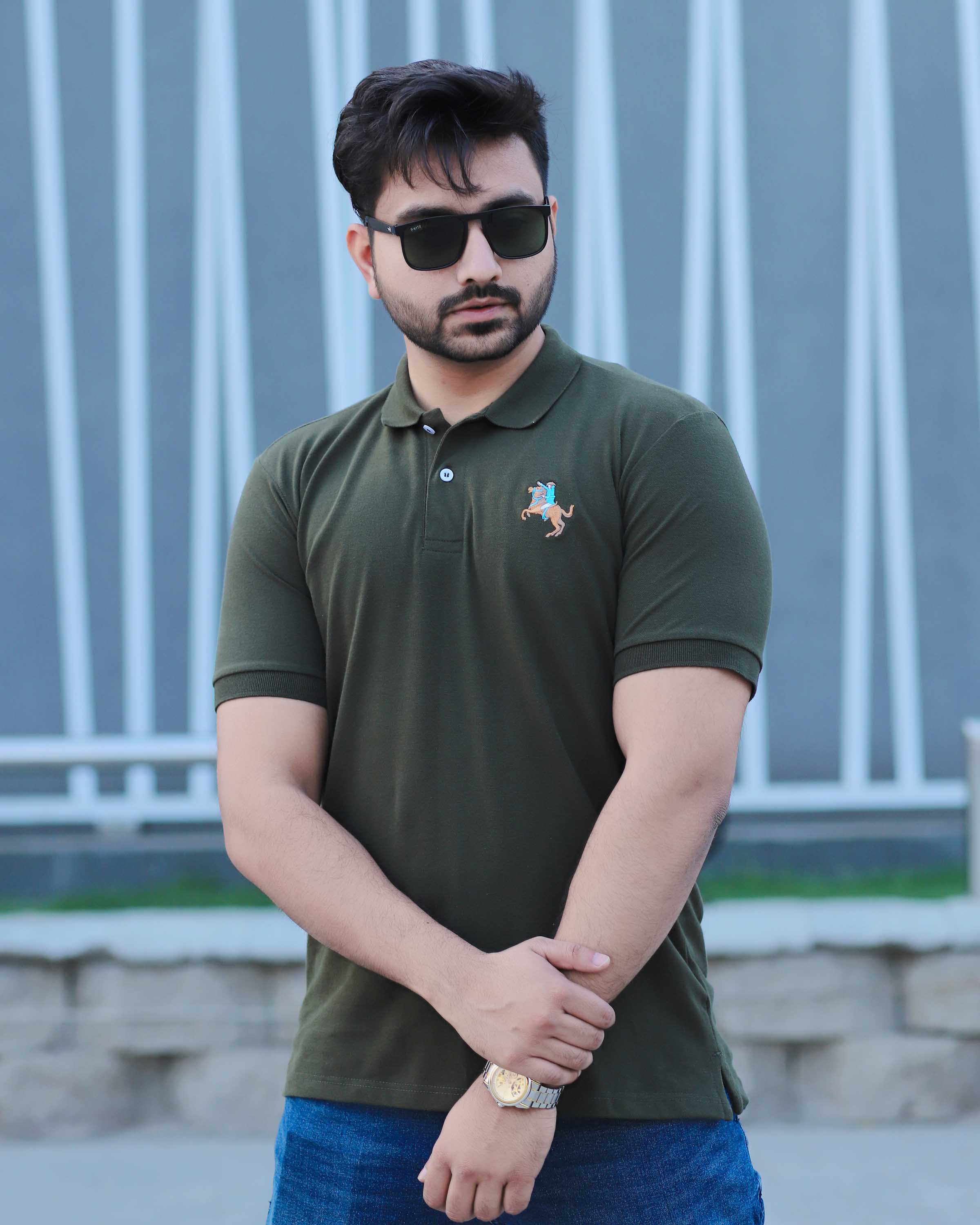 Gd Branded Olive Emb Logo Polo Shirt – Exportoutlet.pk