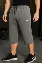 Nikee Embroidered Logo Charcoal Grey Cotton Jersey Short