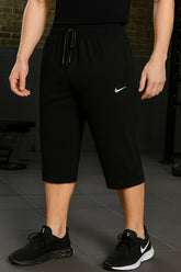 Nikee Embroidered Logo Black Cotton Jersey Short