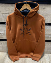 X-X Front Embroidery Logo Imported Brown Hoodie