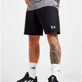 Men Dri-Fit UA Black Reflector Logo 2-Quarter Short