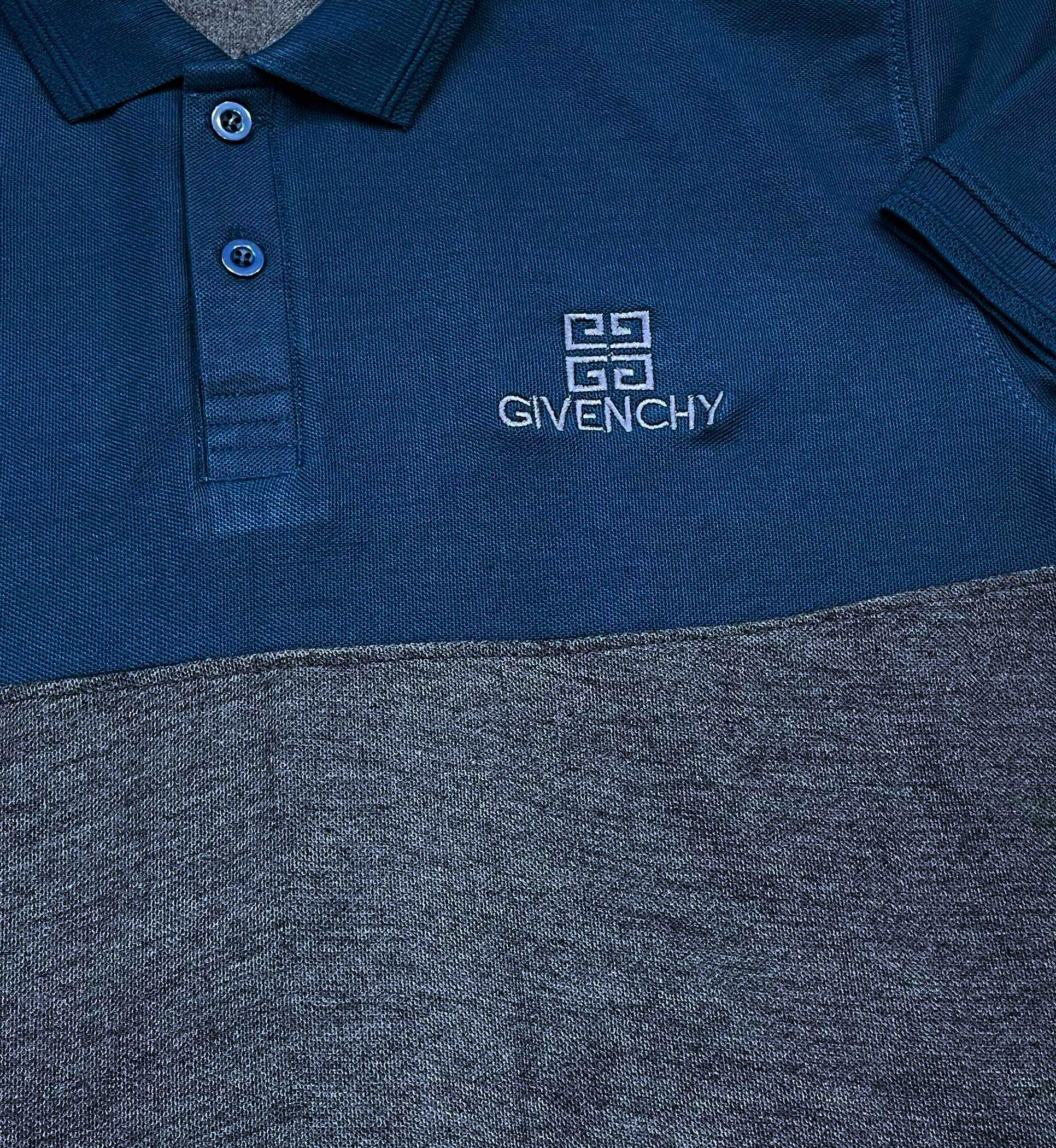 Givenchy-Branded Cotton PQ Embroidered Logo Sea Blue-Charcoal Grey Tracksuit