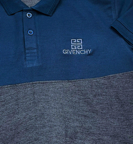 Givenchy-Branded Cotton PQ Embroidered Logo Sea Blue-Charcoal Grey Tracksuit