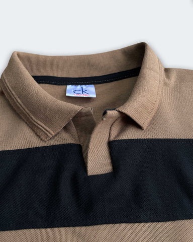 Calven Kleen Men’s Branded Cotton PQ Shirt in Brown