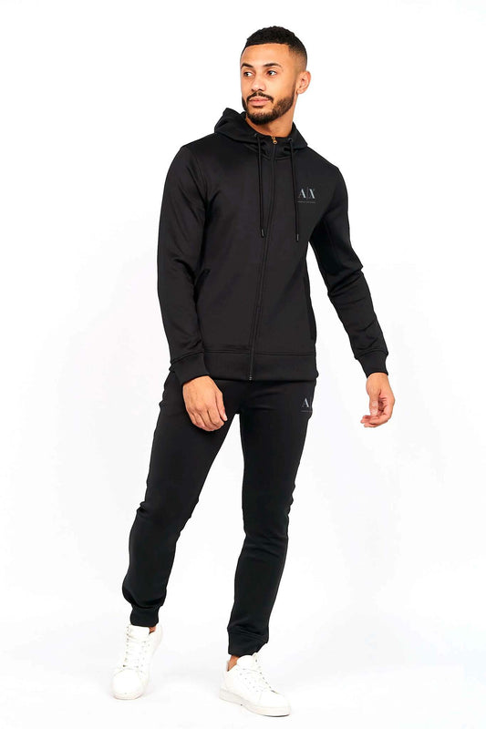 A-X Black Hoodie Tracksuit