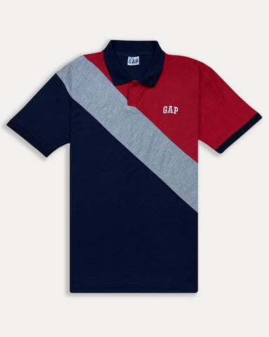 GEP Signature Polo – Modern Colorblock in Red-Blue