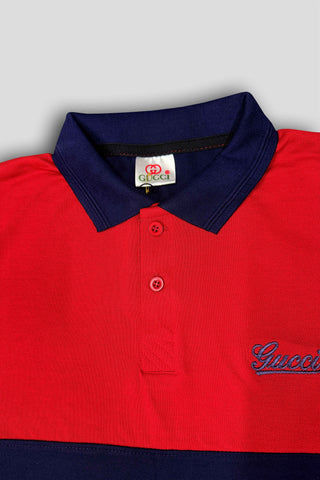 GUCCII Cotton PQ Embroidered Logo Blue-Red Tracksuit