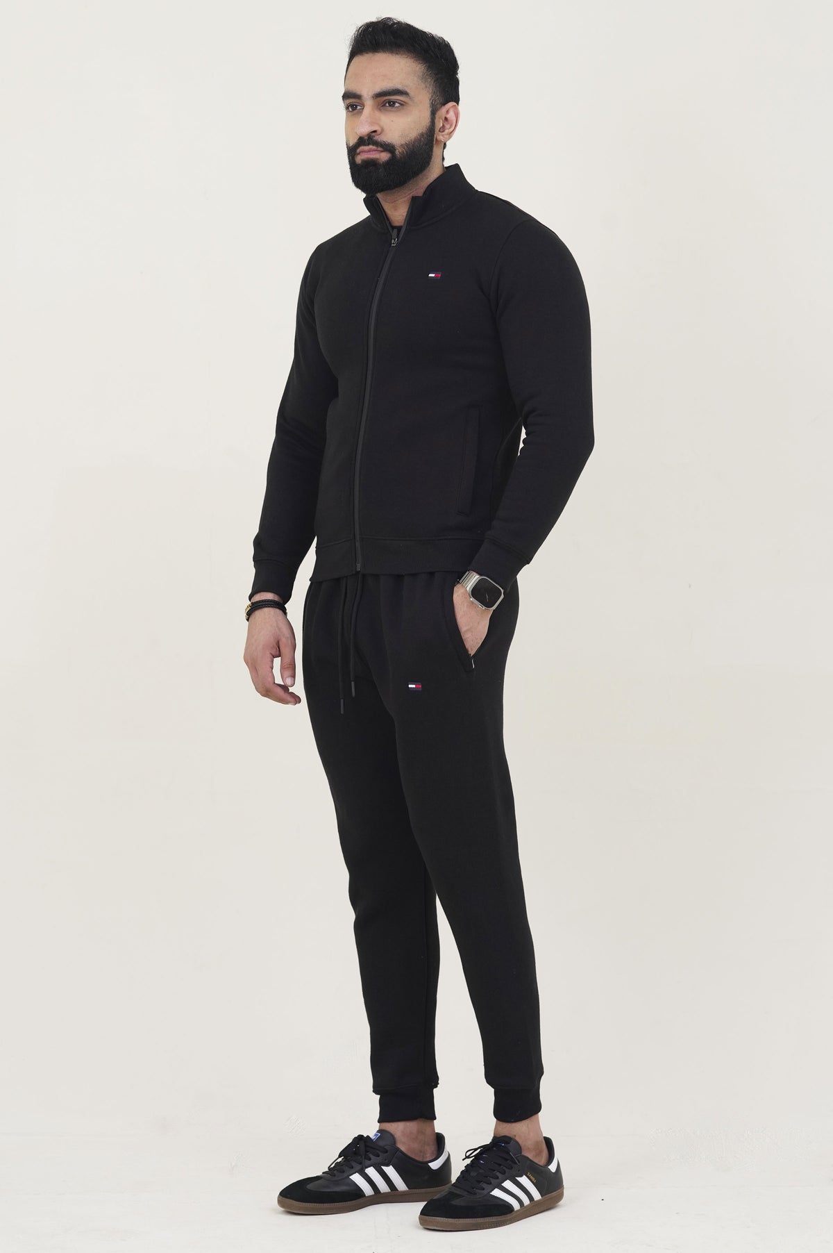 Tomy-Mockneck Warm-UP Black Tracksuit