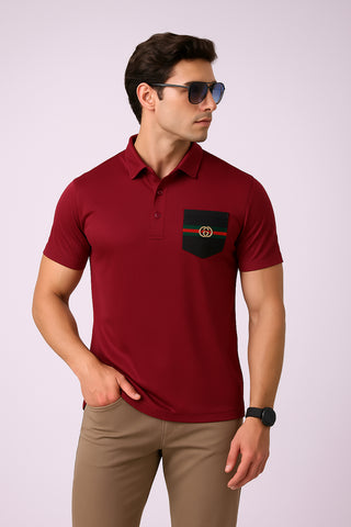 Guccii Maroon Signature Polo – Premium Dryfit Edition