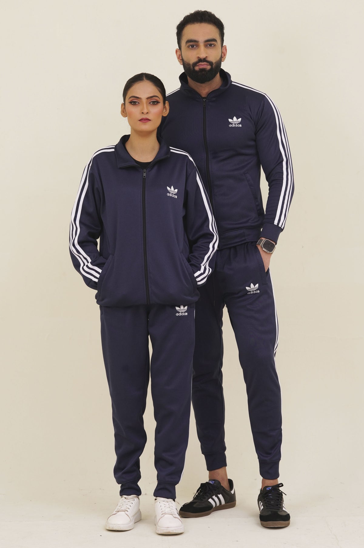 Adi-Sterling Mock Neck Warm-UP 3-Stripes Blue Unisex Tracksuit