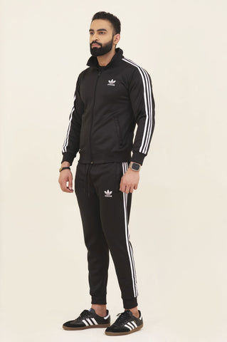 Adi-Sterling Mock Neck Warm-UP 3-Stripes Black Tracksuit