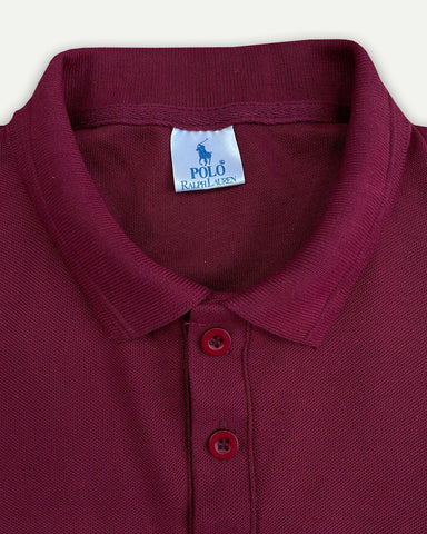 Poloo Ralfh Lauren Men’s Maroon Cotton PQ Polo Shirt