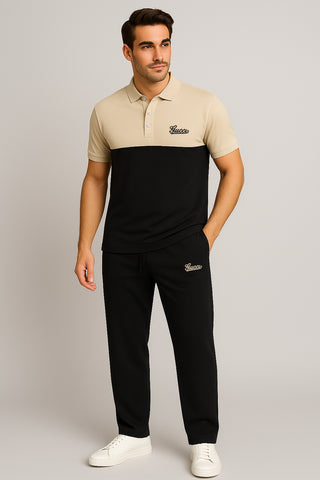 GUCCII Cotton PQ Embroidered Logo Black-Cream Tracksuit
