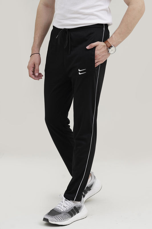 NK Embroidered Logo Black Cotton Jersey Trouser