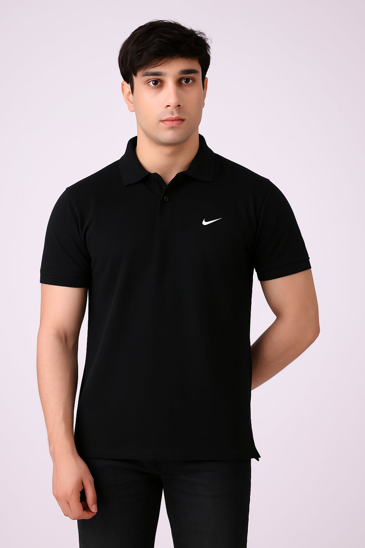 Nikee Men’s Black Cotton Polo Shirt