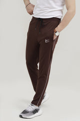 NK Embroidered Logo Brown Cotton Jersey Trouser