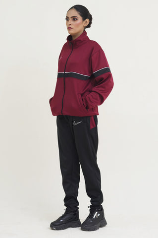 NK-Mockneck Warm-UP Maroon-Black Tracksuit
