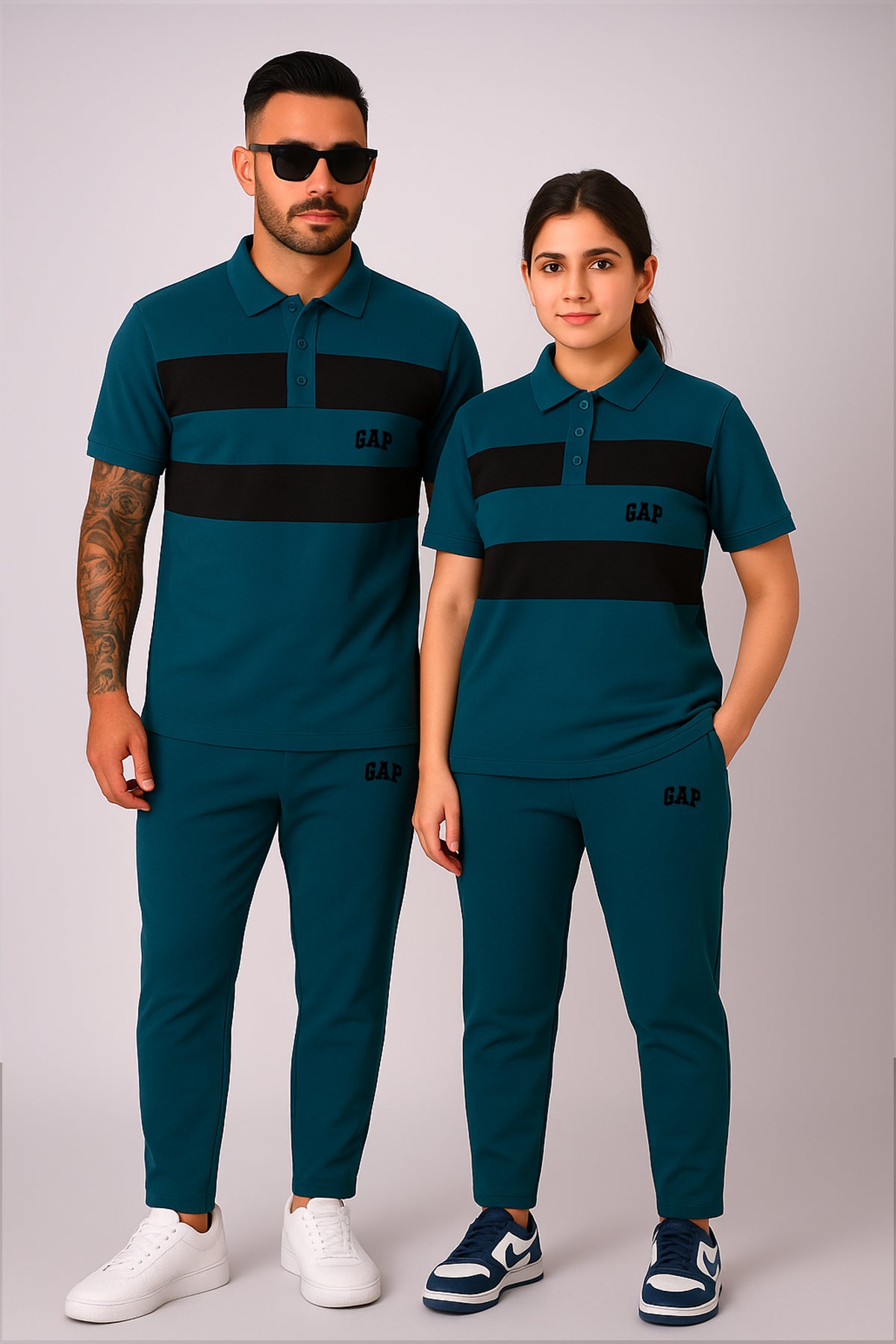 GAP-Unisex Cotton PQ Embroidered Logo Zinc-Black Tracksuit