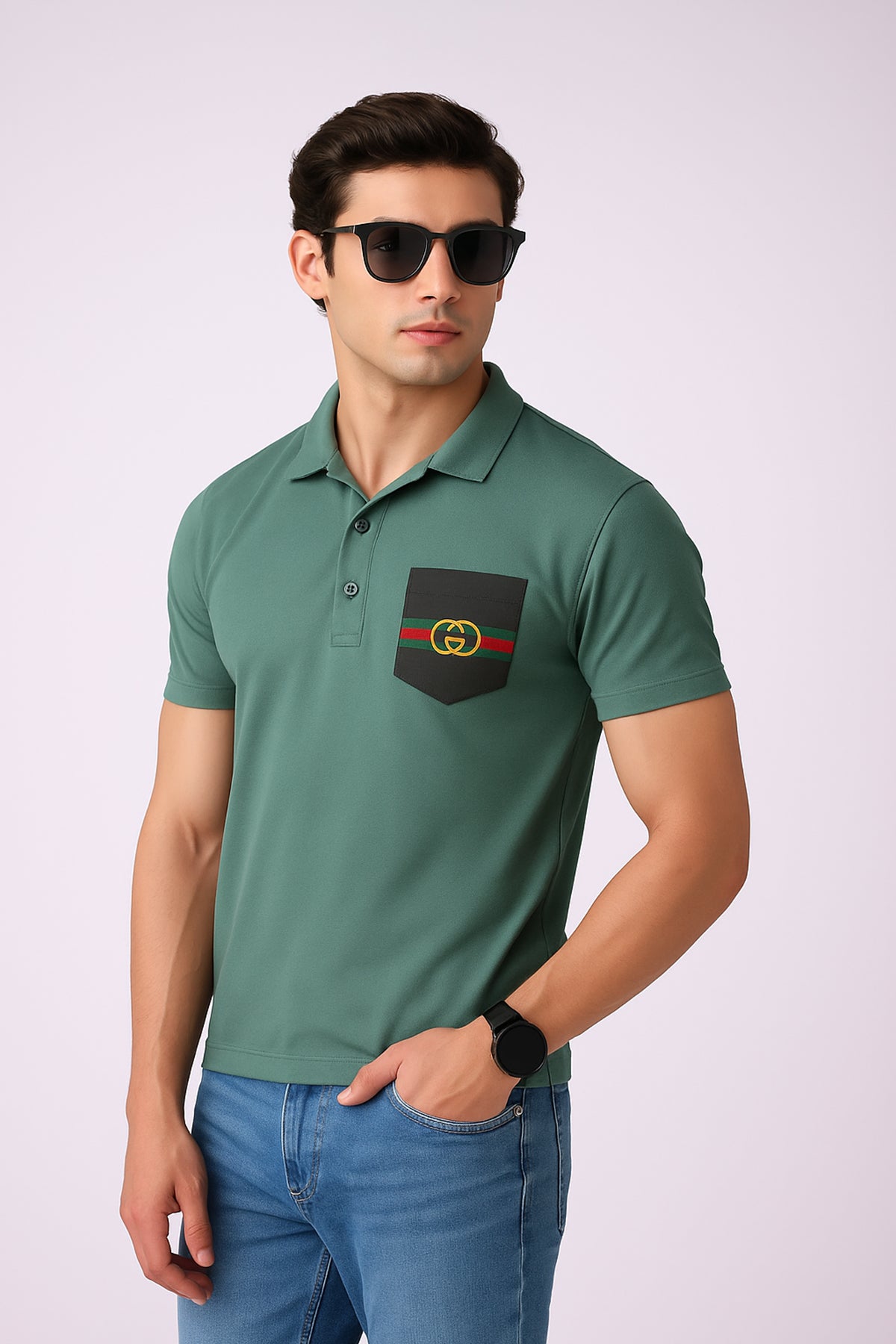 Guccii Forest Green Signature Polo – Premium Dryfit Edition