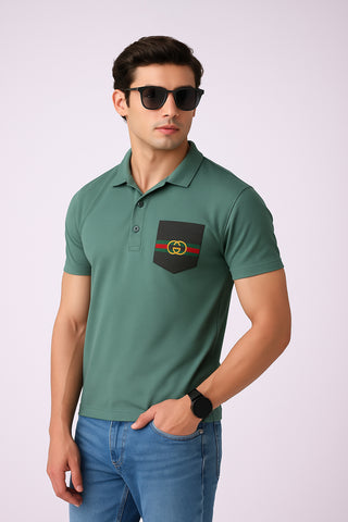 Guccii Forest Green Signature Polo – Premium Dryfit Edition