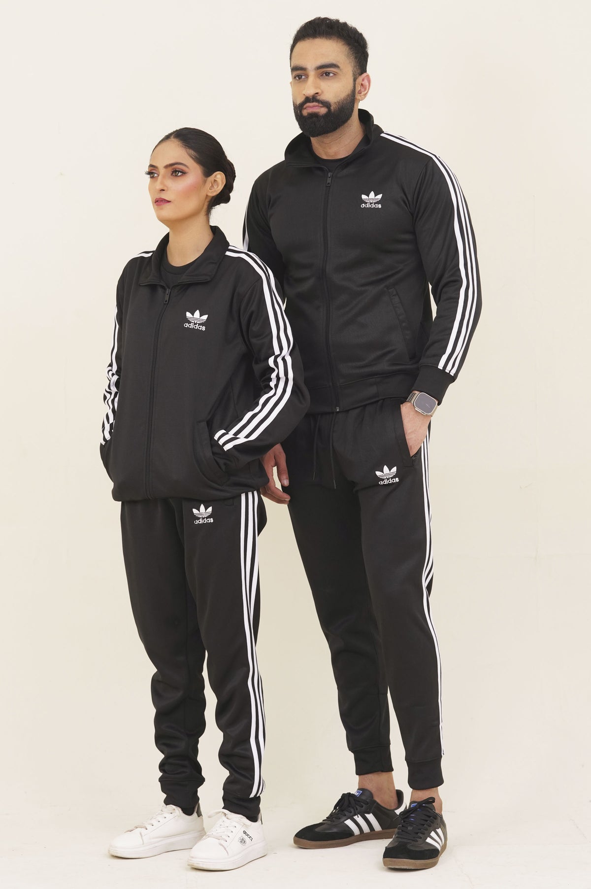 Adi-Sterling Mock Neck Warm-UP 3-Stripes Black Unisex Tracksuit