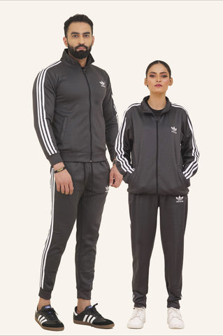 Adi-Sterling Mock Neck Warm-UP 3-Stripes Charcoal Grey Unisex Tracksuit