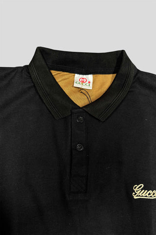 GUCCII Cotton PQ Embroidered Logo Skin-Black Tracksuit