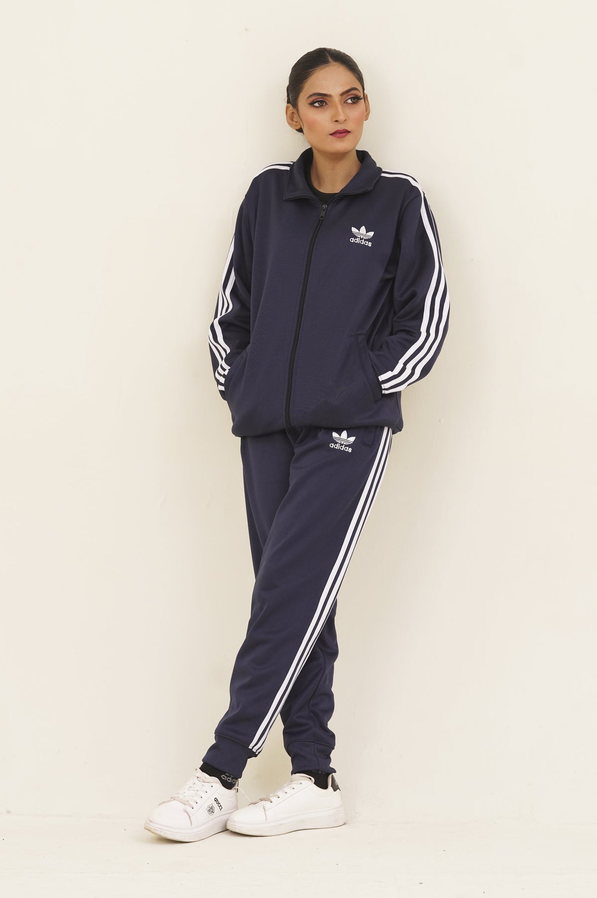 Adi-Sterling Mock Neck Warm-UP 3-Stripes Blue Tracksuit