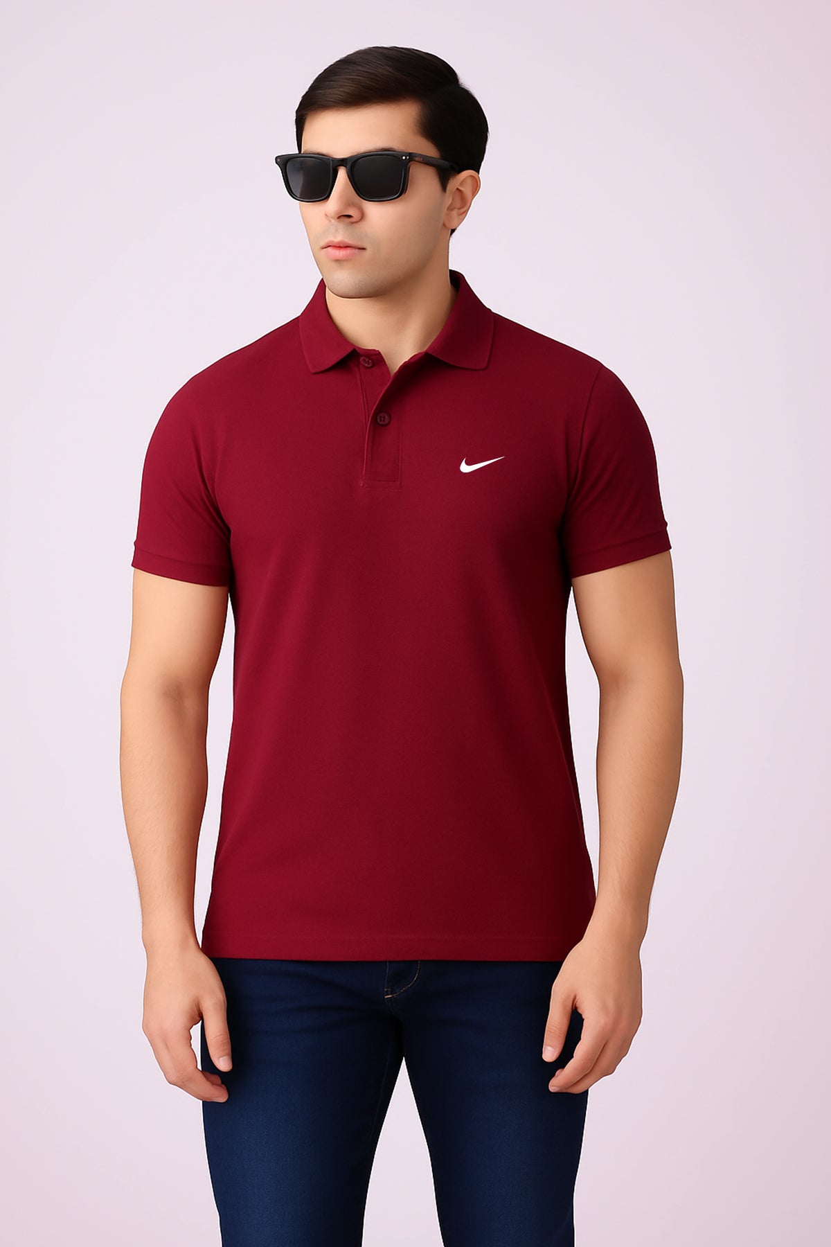 Nikee Men’s Maroon Cotton Polo Shirt