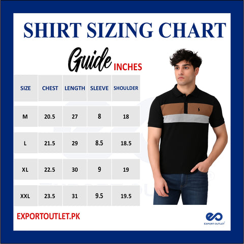 POLOO PANEL Men’s Branded Cotton PQ Shirt in Black