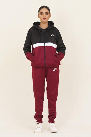 NK-Hoodie Warm-UP Maroon Tracksuit