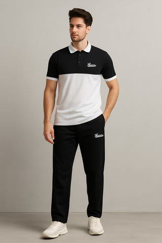 GUCCII Cotton PQ Embroidered Logo Black-White Tracksuit