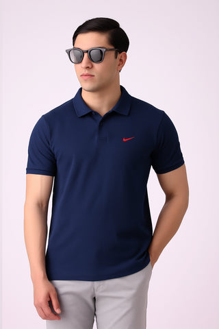 Nikee Men’s Navy Blue Cotton Polo Shirt