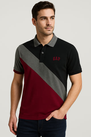 GEP PANEL Men’s Branded Cotton PQ Shirt in Maroon-Black
